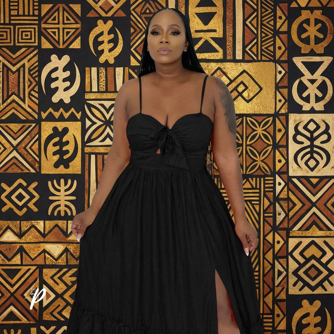 A Siren’s Bustier Tie Maxi Dress